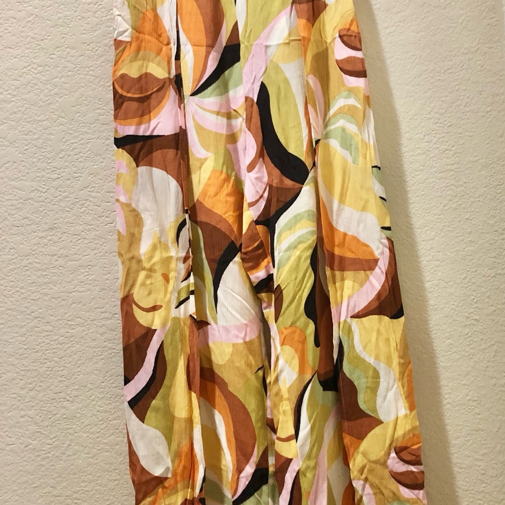 Billabong Abstract Pattern open side pants in Yellow, Brown & Pink